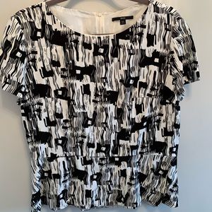 Hugo Boss black & white peplum blouse